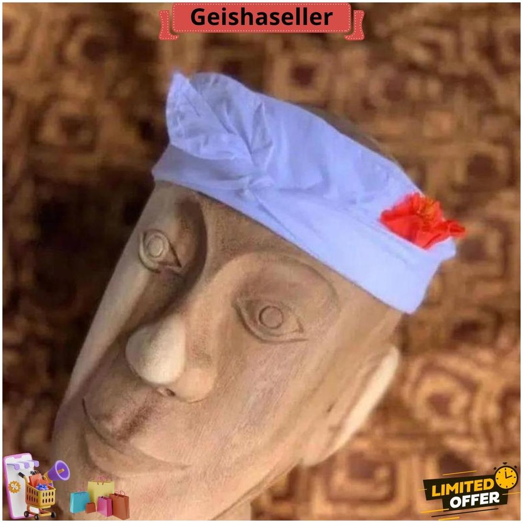 (Gratis Bunga Pucuk)  Udeng Putih Setengah Jadi | Udeng Bali Putih Jangar Nayah (Penasar) Cod