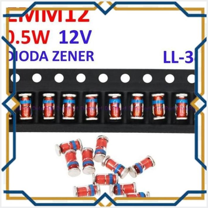 [STA] ZMM12 LL-34 Sod-80 SMD Zener ZMM12V ZMM 12 0.5W 1/2W 12Volt ZD 12V
