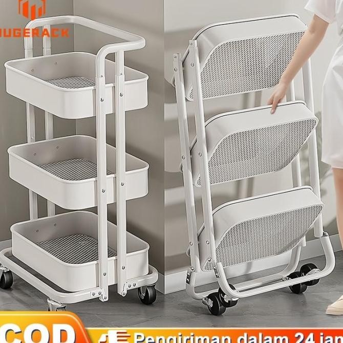 Besi 100%] Rak Troli Besi Rak Susun Serbaguna Rak kamar mandi Rak