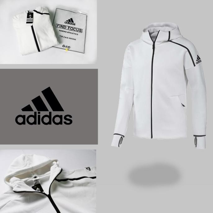JACKET HOODIE ADIDAS ZNE FULL ZIPP WHITE - JAKET ADIDAS ZNE - JUMPER
