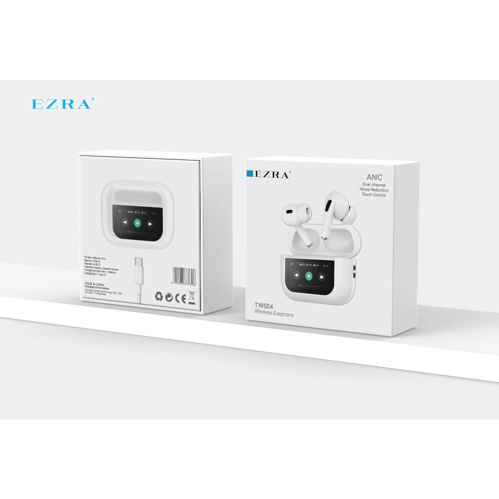 ready stock Ezra Tws 54 ANC Headset Bluetooth 5.3 Earphone Smart Screen Active Noise Reduction