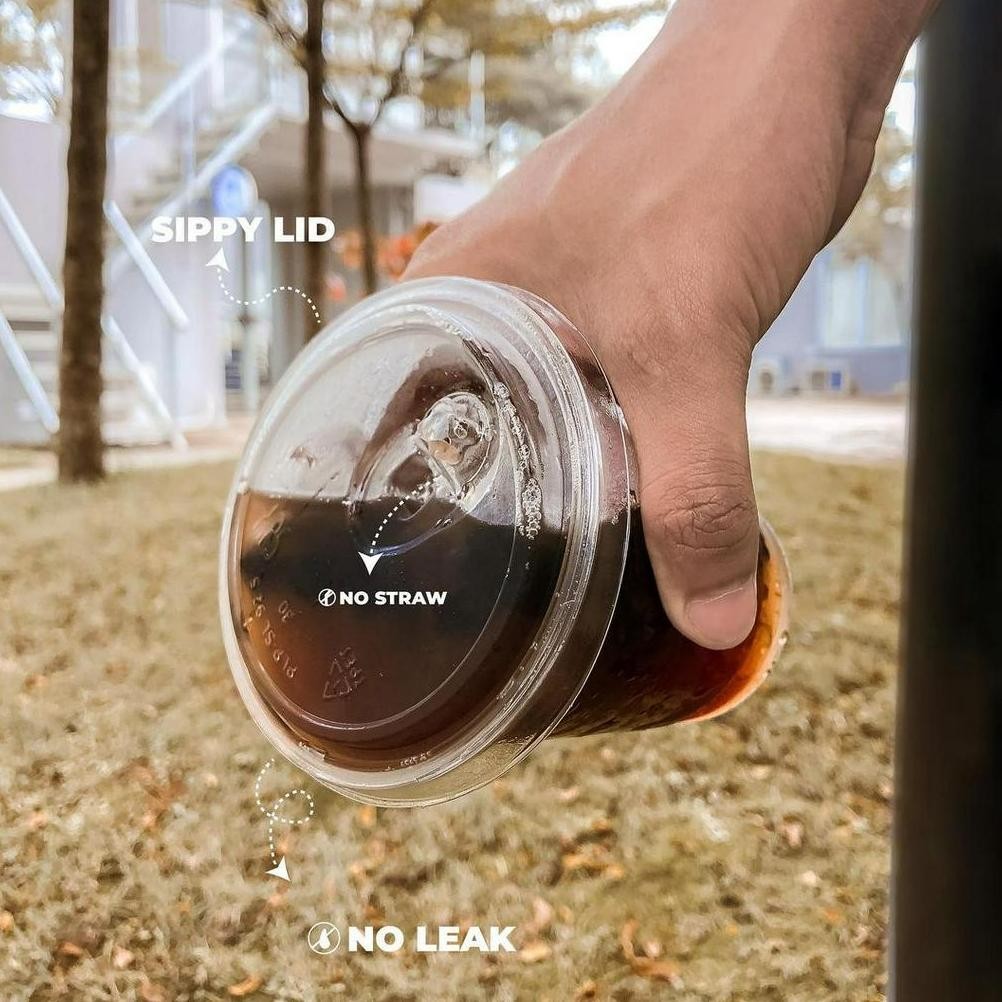 Bisa Cod Tutup Cup Gelas Pet Strawless 93Mm Sippy Lid / Tutup Plastik Cup Anti Tumpah Tanpa Sedotan 