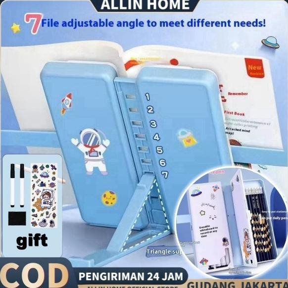

ALLINHOME 2IN1 TEMPAT PENSIL MULTIFUNGSI PENCIL CASE BOOK HOLDER KOTAK ALAT TULIS LIPAT DENGAN RAK BUKU BACA DAN PAPAN TULIS PRAKTIS ANAK SEKOLAH