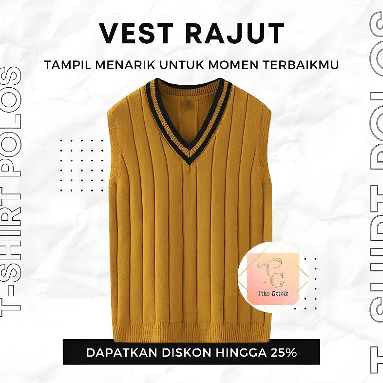 Rompi Vest Pria Rajut Premium Casual Model Korea Style Bts - Veralie