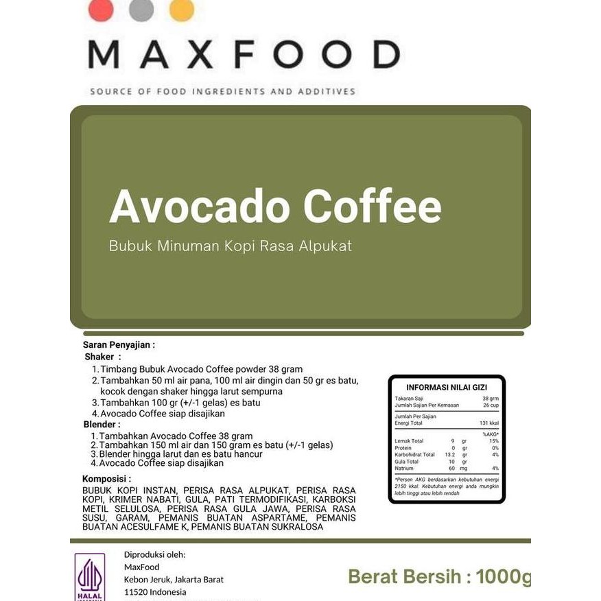 

Sale Avocado Coffee / Bubuk Minuman Rasa Kopi Alpukat 1 Kg