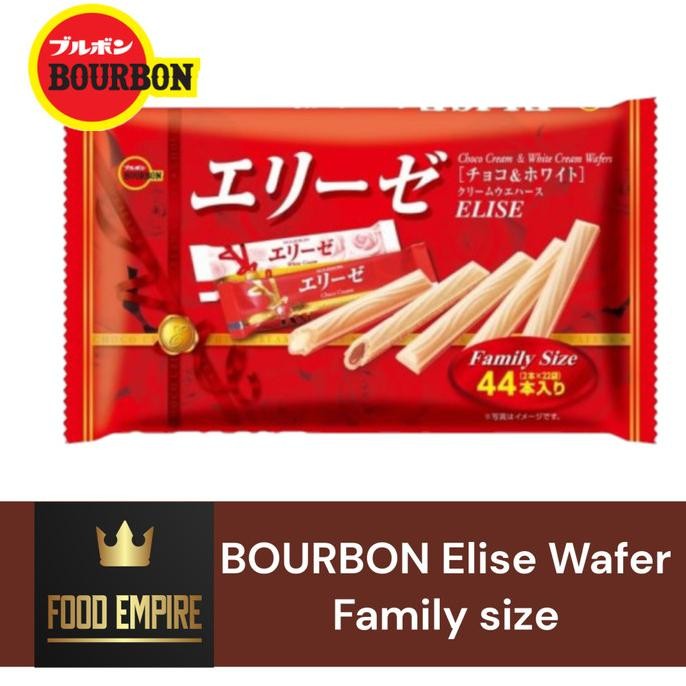 

Grosir Bourbon Elise Family Size 158 Gr | Choco & White Cream Wafer Jepang
