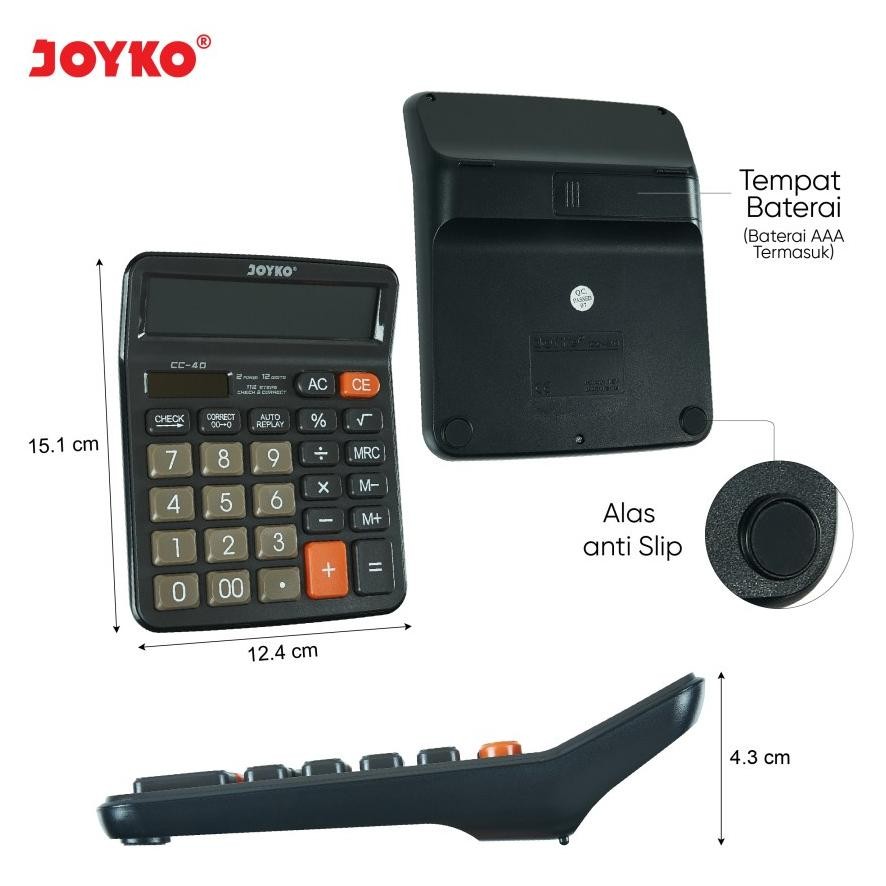 

IK69 Ez23 Kalkulator JOYKO CC 40 Calculator Check Correct CC40 12 Digit Besar Sale Termurah