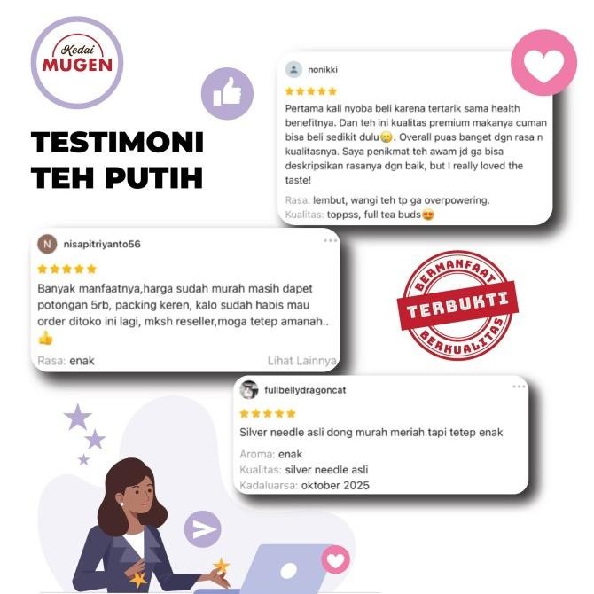 

Sale Premium White Tea Silver Needle/Teh Putih Kualitas Ekspor 50G