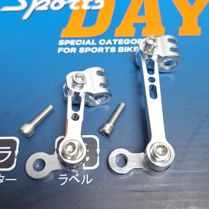 Produk Braket Selang Rem Depan CNC Model Tiang Flexible DAY Bracket Klem Pangkon Kabel Rem Depan Mot