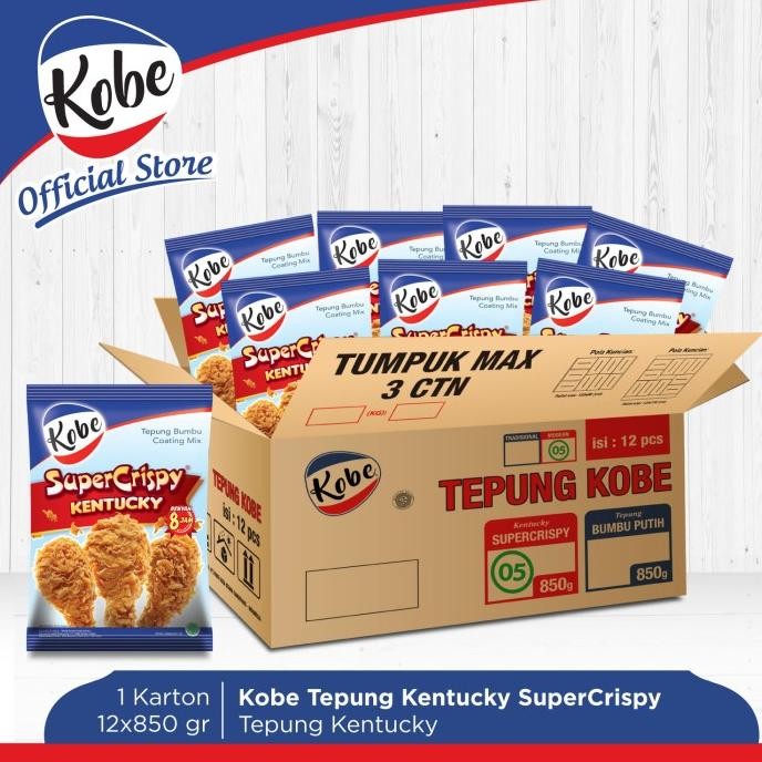 

Kobe Tepung Ayam Kentucky Super Crispy 850G 1 Karton Isi 12Pcs