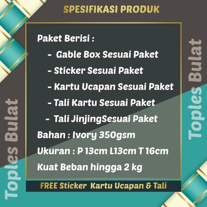 

Box Hampers Box Gable Box 25 Pcs Gable Lebaran toples bulat - White Pink Muat 3 toples 250gr/ uk 16x13x13 cm /hampers kue lebaran/ box toples kuker