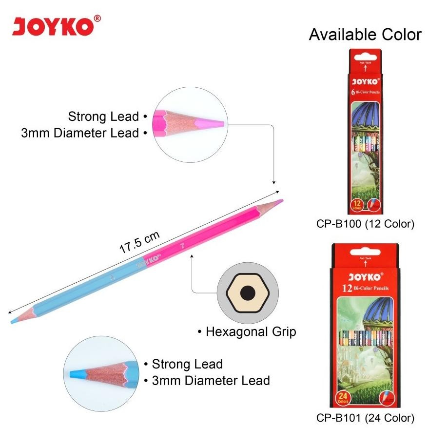 

GF21 rt-342 Pensil Warna Bi-Color 24 Warna JOYKO CP-Bi101 - Multi Color 1 Set 24 Warna Murah Termurah