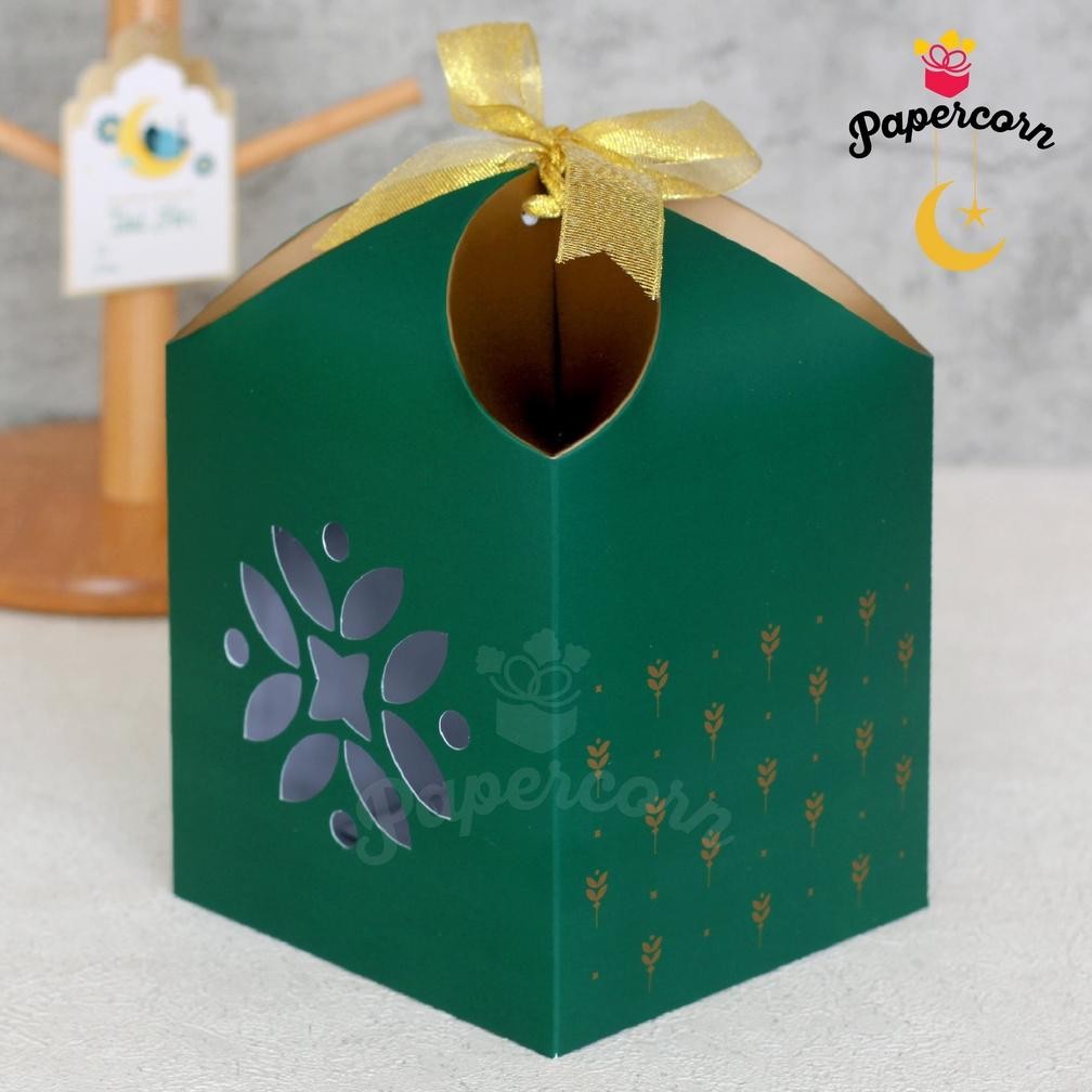 

10 pcs Box hampers Lebaran Muat 2 Toples Biggy 500 gr - Kubah Hijau Tua 14x14x15 cm (ISI 10 pcs)