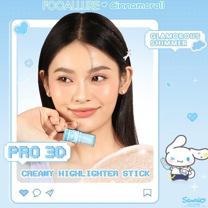Jual Murah Focallure X Sanrio #Callmebeauty Pro 3D Creamy Highlighter Stick Fa-F43 Terlaris..