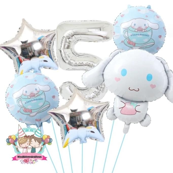 Windblown Balloon Foil Set Cinnamoroll With Number/Birthday Girl Decoration Berkualitas
