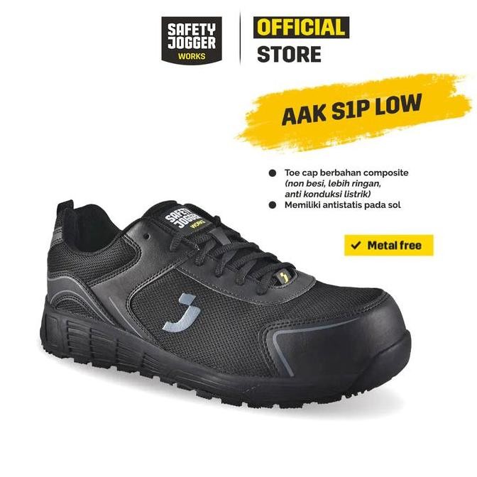 Diskon [Gratis Sarung Tangan] Safety Jogger Works Aak S1P Low Black Sepatu Kerja Trendy Composite To