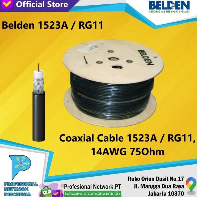 Murah Belden 1523A Kabel Coaxial Rg11 14 Awg 75 Ohm Belden 1523 A Rg 11 Rg11