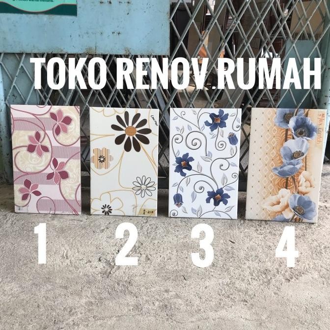 Keramik dinding 25x40 motif bunga / keramik kamar mandi/ keramik dapur