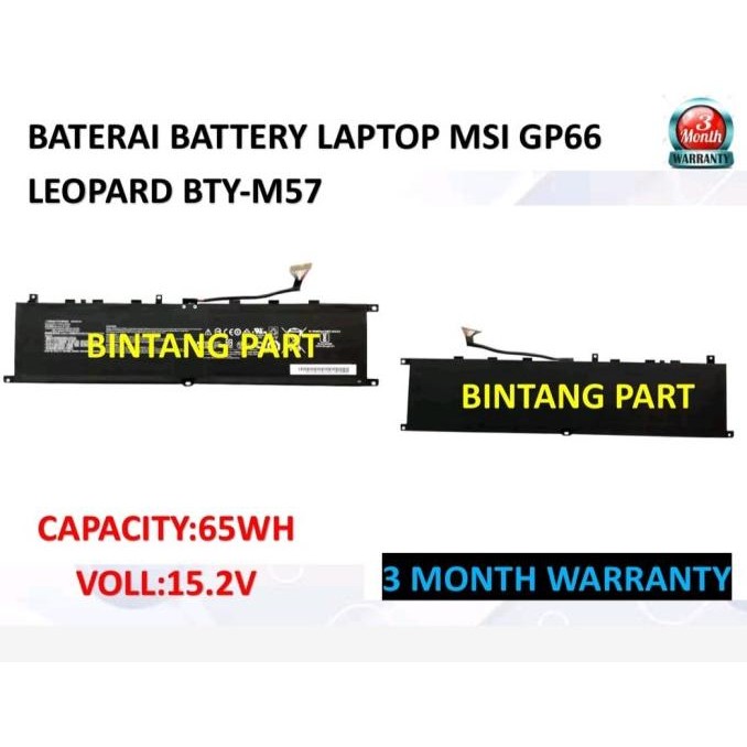 Baterai Battery Laptop Msi Gp66 Leopard Bty-M57 New Stok