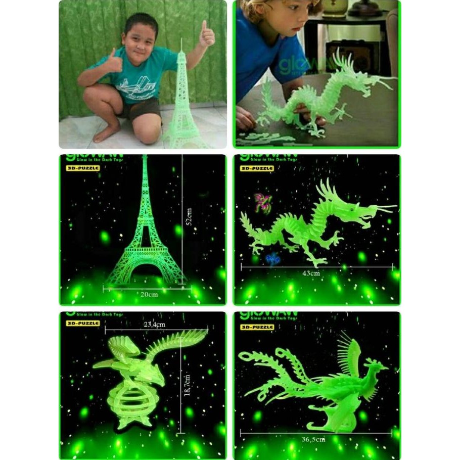 Mainan Puzzle 3D Glow In The Dark