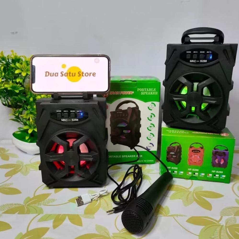 Speaker Bluetooth HF-S288 + Mic Karaoke Wireless Speaker Portable
