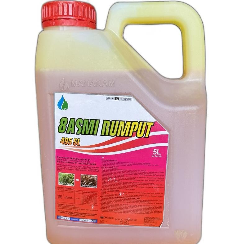 HERBISIDA BASMI RUMPUT 495 SL 5 LITER MAHAKAM/RACUN SISTEMIK KUNING GULMA LEBAR DAN RUMPUT 5L SAWIT
