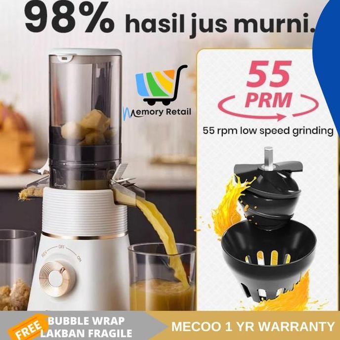 Mecoo Slow Juicer Aesthetic Juicer Buah Sehat Low Watt