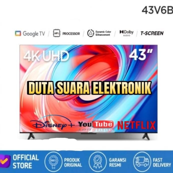 TCL 43A28 Smart TV 43 Inch Google TV 4K UHD HDR 10 Garansi Resmi