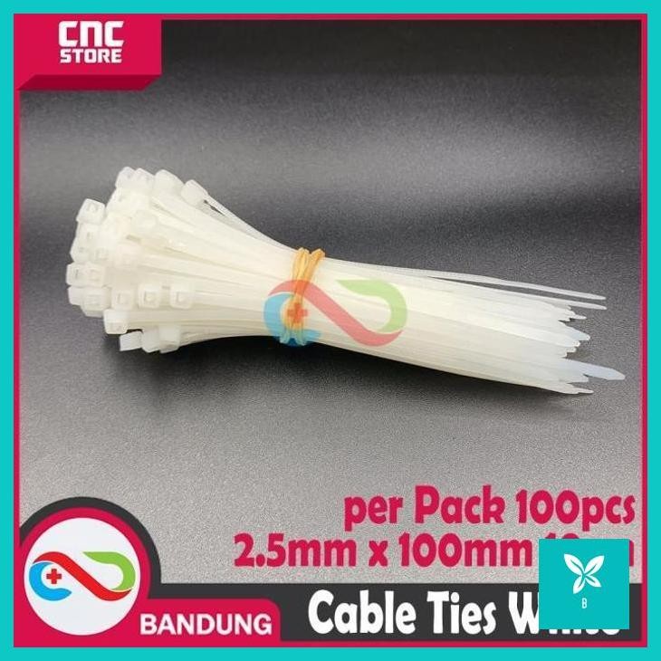 

| CNS | CABLE KABEL TIES TIS 2.5X100MM 10CM - PUTIH PACK 100PCS