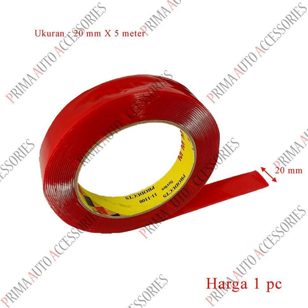 

see-97 ad-3 Double Tape / Perekat MMM Merah Transparan 20 mm X 5 meter Original Original