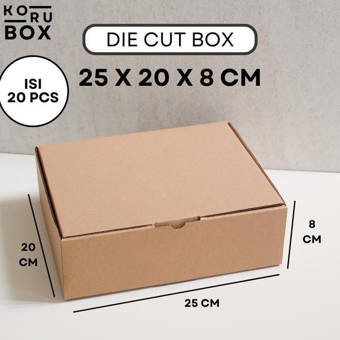 

[ISI 20] KORU BOX Kardus Die Cut Mailer 25 x 20 x 8 cm Tanpa Sablon - Bahan B Flute Cokelat