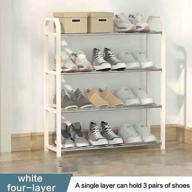 Rak Susun Sepatu Sandal Minimalis Rak Besi Organizer 4 Layer