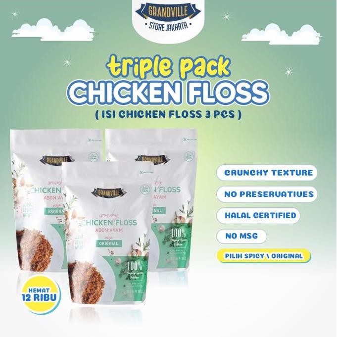 

Grosir Grandville (3 Pack) Abon Ayam Crunchy Floss Crispy Mpasi Tanpa Msg & Pengawet