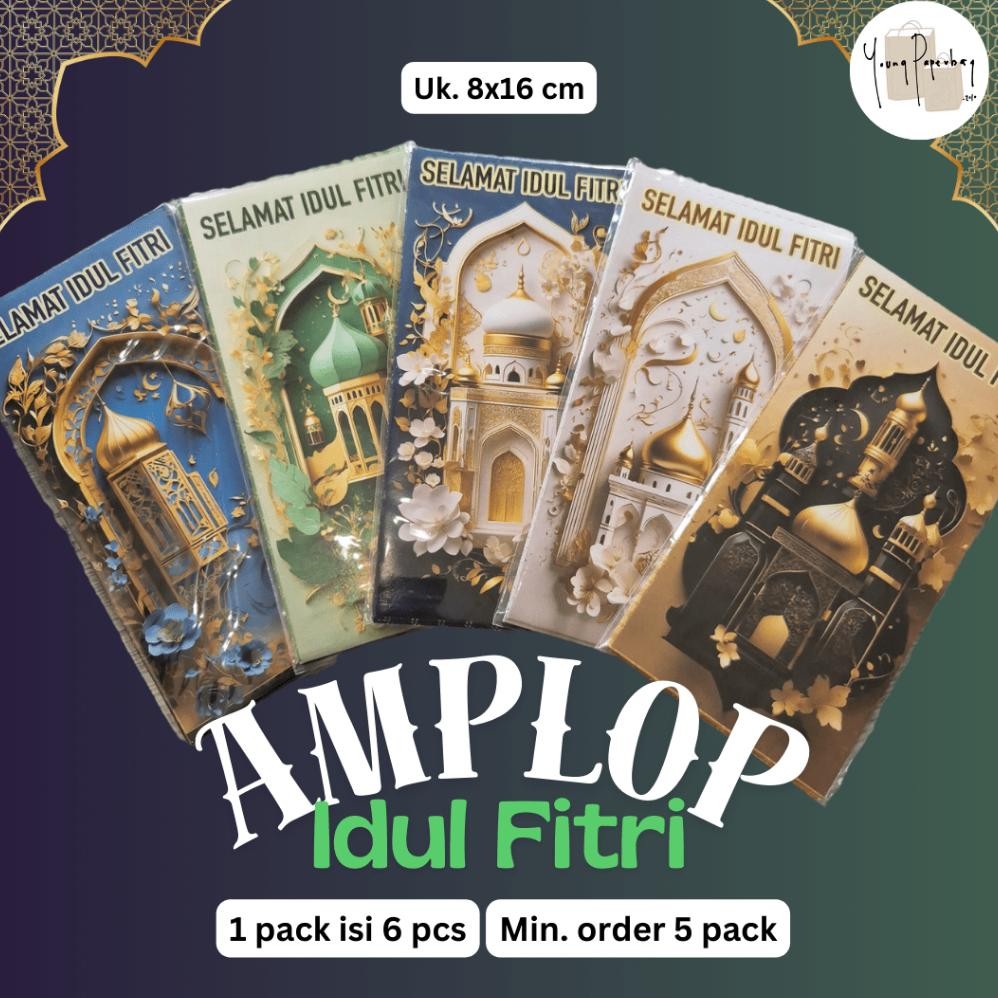 

Dw-45 Amplop Uang Selamat Lebaran Idul Fitri / Ramadhan Glossy Elegan Besar Panjang Uk. 8 X 16 Cm - 1 Pack Isi 6 Pcs