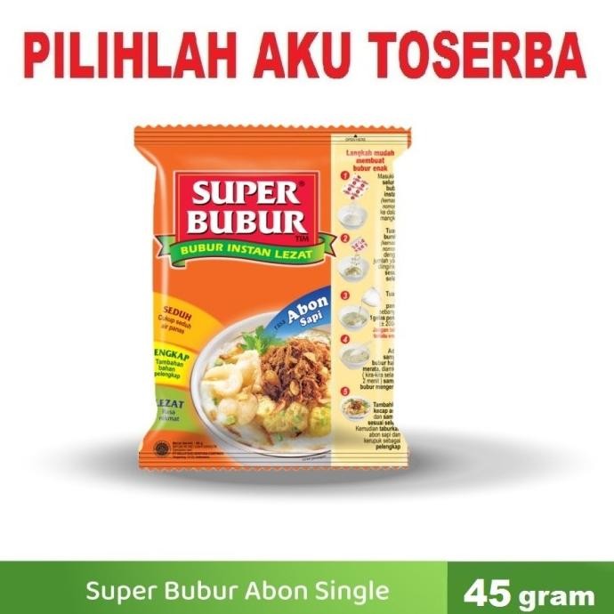 

Sale Super Bubur Rasa Abon Sapi @45 Gr - ( Harga 1 Dus Isi 40 Pcs )