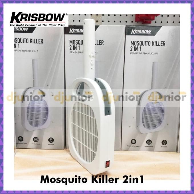 Promo Krisbow - Raket Nyamuk + Senter Recharge Tanpa Baterai / Ace Hardware