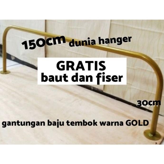 Gawang Baju TEMBOK 150cm WARNA GOLD FREE BAUT & FISER