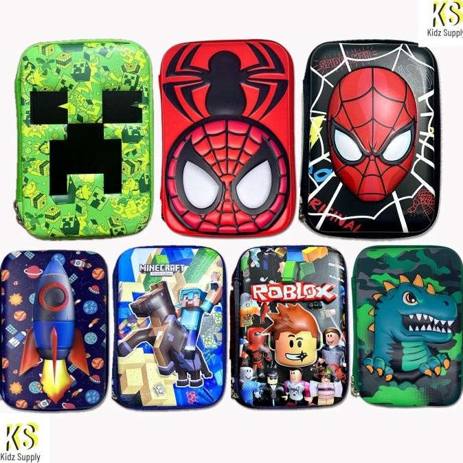 

Tempat Kotak pensil hardcase smiggle anak laki karakter timbul 3D liquid