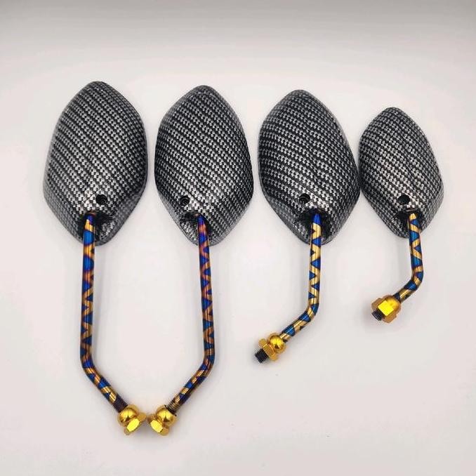 Produk Baru Spion Honda Beat Karbon Gagang Blue X Panjang - Tanggung - Mini - Spion Karbon Variasi H