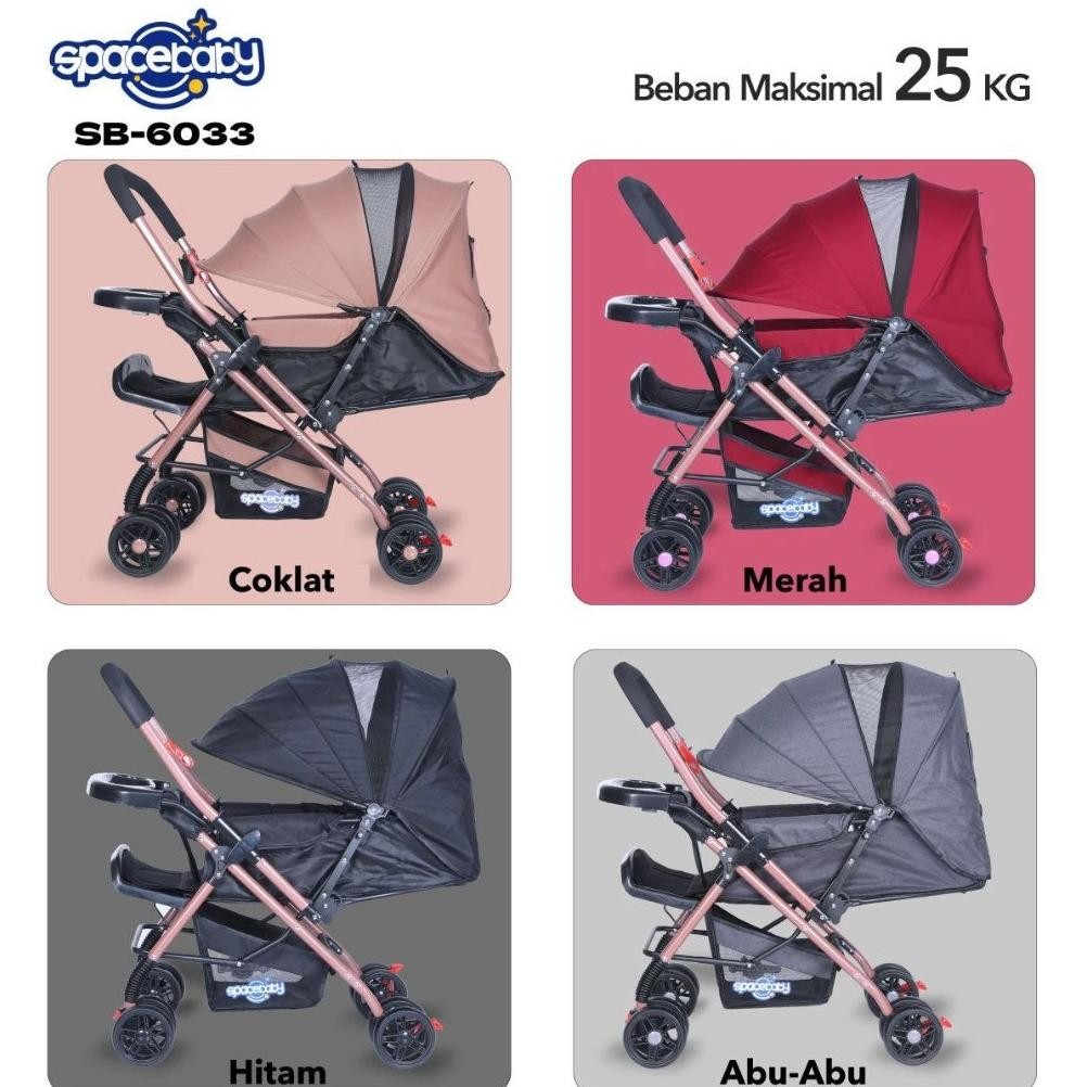 Baby Bluesy Stroller Anak Spacebaby / SB 6033 Dorong Bisa Hadap Depan Belakang - READY MANADO