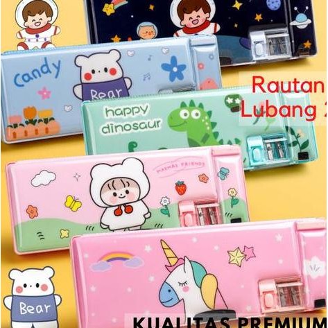 

Kotak Tempat Pensil Magnet Karakter 2 Sisi Rautan Pencil Case PC0017 stationery Plastik liquid