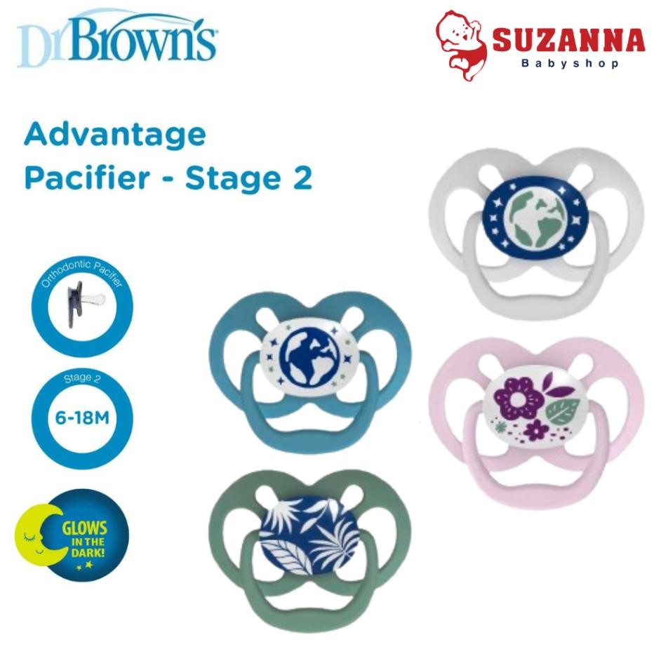 Dr.Brown Tage Pacifier Glow In The Dar Tage 2 2P Emg Bayi 618M