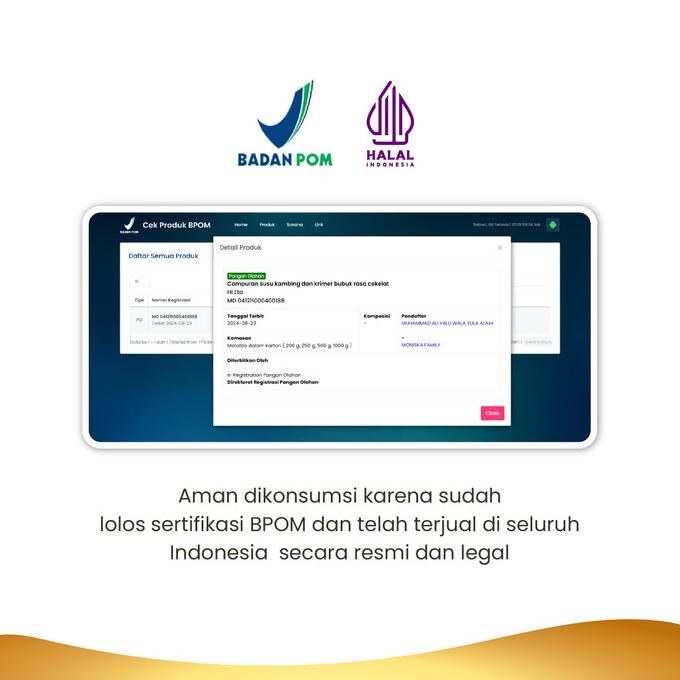 

Susu Kambing Etawa Bubuk 1 Kilogram Alami - Varian Cokelat - Hi Eta Terlaris