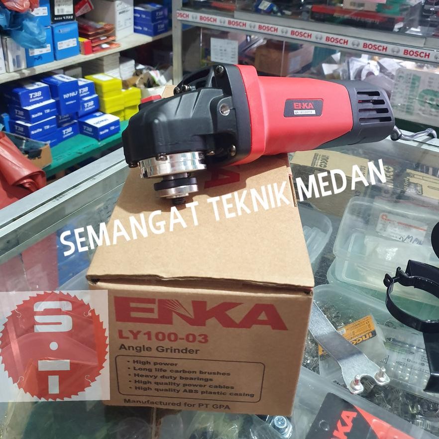 LY10003 MESIN GERINDA GRENDA TANGAN ANGLE GRINDER 4" ENKA LY100-03