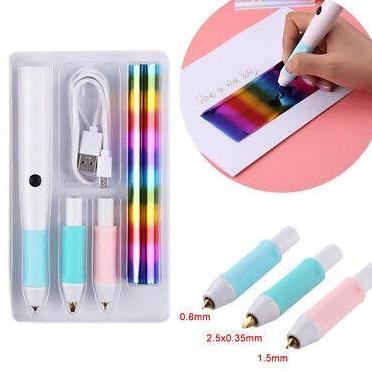 

Heat Foil Pen Usb Calligraphy Kaligrafi Hot Stamping Foil Paper Scrapbook Emboss Embos Lesther Merk Handwriting