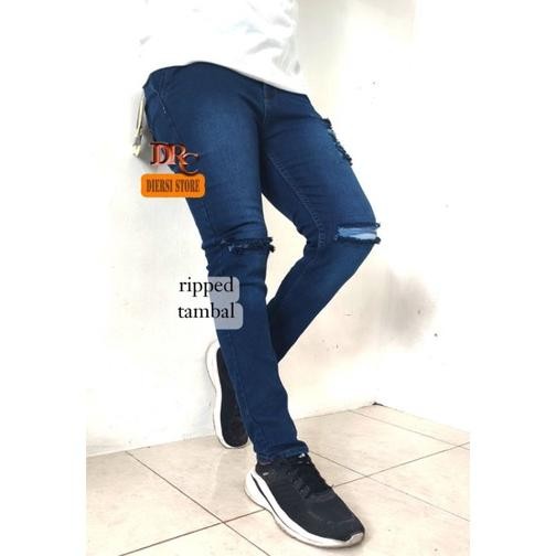 Celana Jeans Sobek Pria Pakai Lapisan/Celana Sobek Sobek /Celana Robek Jeans Ripped Korean Style