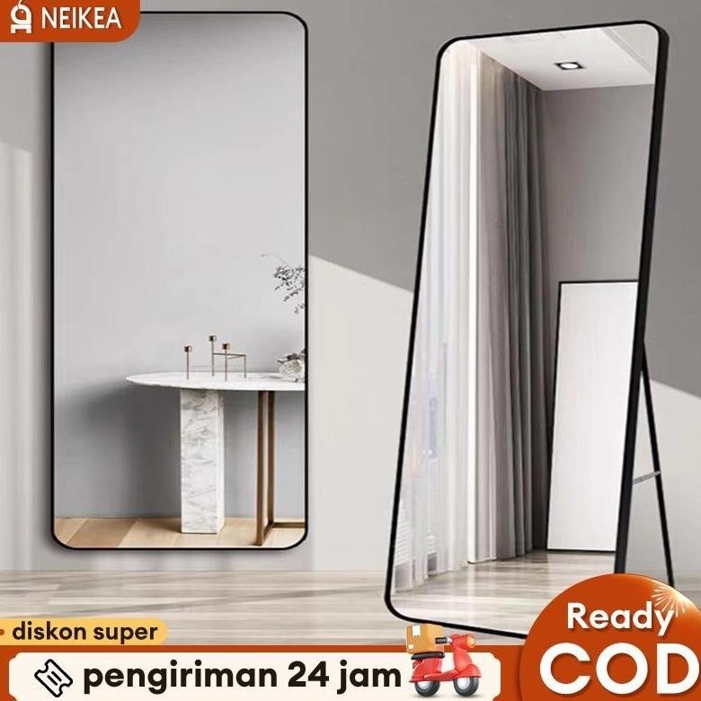 Cermin Berdiri Full Body dengan Roda Cermin Aesthetic Cermin Gantung Cermin rias