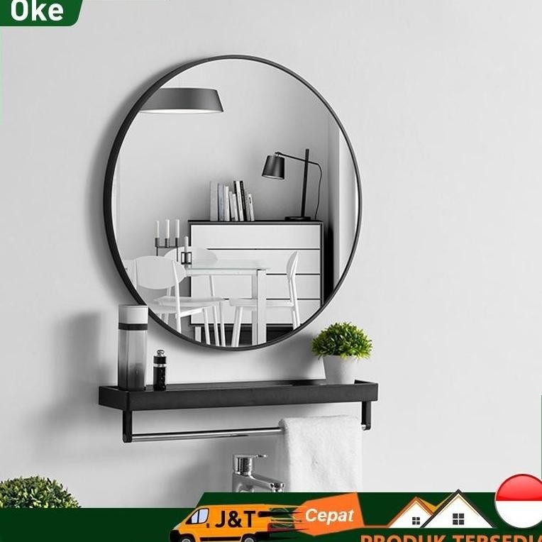 Cermin Bulat Cermin Gantung Dinding Bathroom Mirror Cermin Dinding 60CM