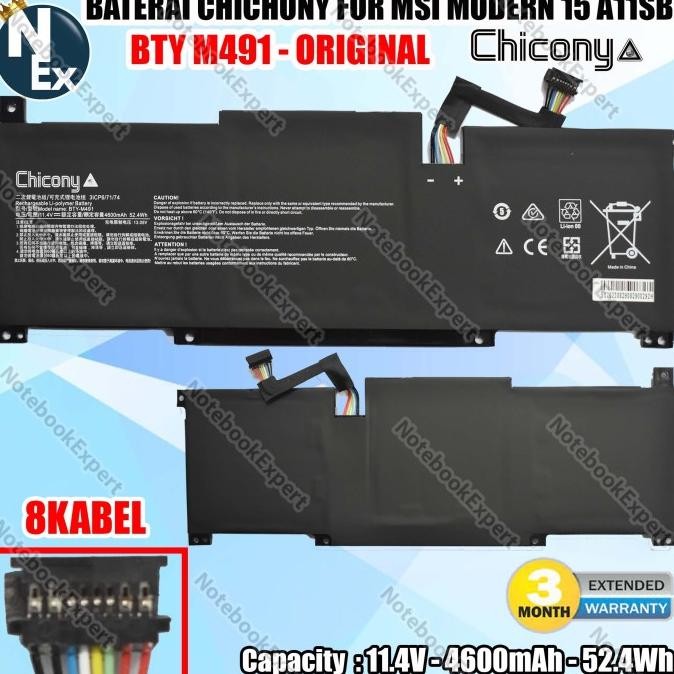Chichony Baterai Battery Msi Modern 15 A11Sb Bty M491 - Original New Stok