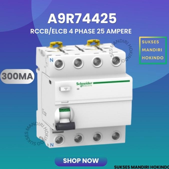 Elcb 4P 25A 4Phase 25Ampere 300Ma Rccb Ild Schneider A9R74425 Ori New Stok